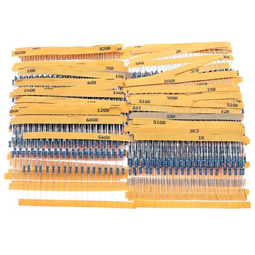 75種阻值每種20只1/4W金屬膜電阻包五色環1%直插電阻器混裝元件包