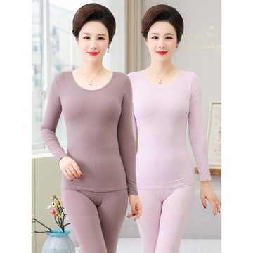 純棉秋衣秋褲套裝女中年媽媽老年人棉毛衫秋冬打底萊卡棉保暖內衣