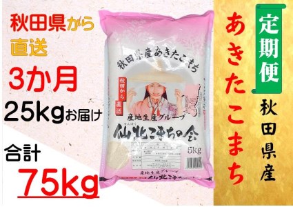 秋田県産あきたこまち3か月(25kg×3か月)