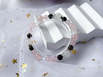 【夢瑩】天然粉水晶 銀曜石 藍月亮石 玉髓 S925純銀 設計手鍊