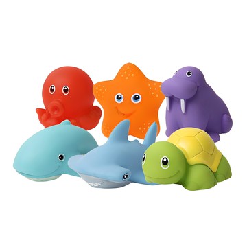 海洋動物洗澡玩具6件組  1組  多色