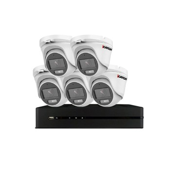 Changyun ICATCH 可取組合 KMQ-0828EU-K 8路 5MP DVR 錄影主機+IT-MC2888 2MP 全彩同軸音頻半球攝影機*5