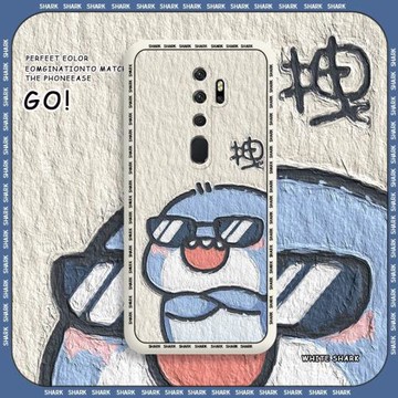 油畫墨鏡鯊魚適用oppoa11x手機殼oppoa9x液態硅膠oppoa7x全包防摔a8趣味情侶a9x套卡通可愛a7潮牌a9小眾網紅