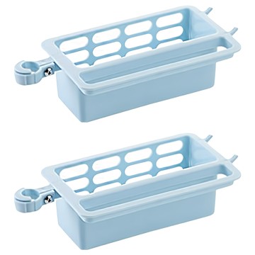 多功能水龍頭抹布瀝水置物架 Set 2  多檔可調附帶配件抗壓耐摔  藍色  2個