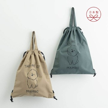 日本claska Mambo比熊犬尼龍束口後背包 (2色) - 棕色