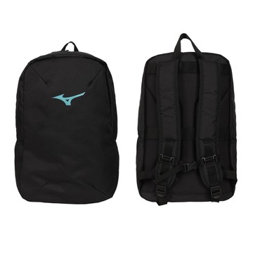 mizuno 運動後背包-24l-雙肩包 肩背包 旅行包 黑炫湖藍
