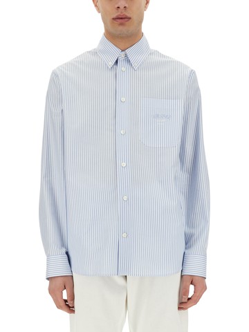 versace striped shirt with silk printed insert