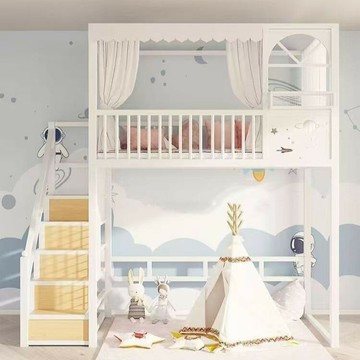 免運公司貨 樹屋床 兒童床 高架树屋阁楼钢架铁艺床 加高拼接主卧耐用小户型阁楼床 上下床 儿童 可開發票 全館五折 工廠現貨直銷 新品特價 z11012