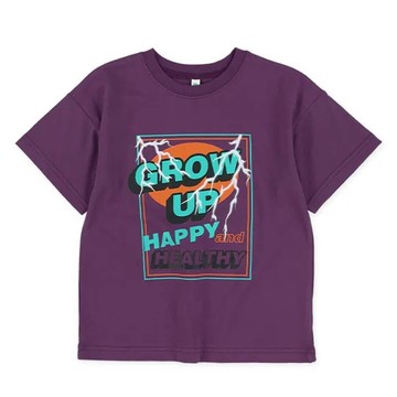 日本西松屋 - 帥氣成長標語短袖上衣-紫