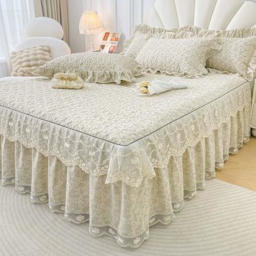 法式全棉床裙單件輕奢高檔床罩公主風遮丑床蓋四季通用純棉四件套