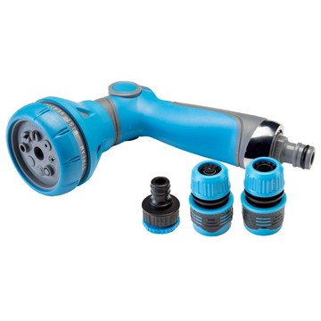 翠筠 八段水槍 附4分/5分軟管快速接頭 2個 + 4分/6分內牙接頭  藍色 + 黑色  1組