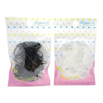 Bijoux C~G50050-韓製超彈力橡皮圈(60入) 黑／透明 兩款可選 髮飾