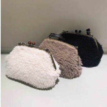 日單純原SC新款秋冬羊羔毛包包軟毛絨口金包夾子包單肩小斜挎包女