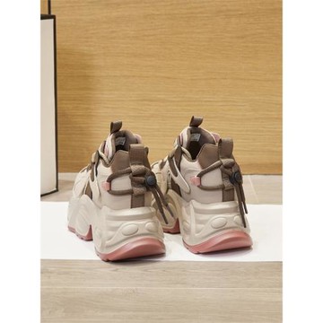 真皮老爹鞋女2024新款超火運動休閑鞋子女夏小個子內增高女鞋9cm