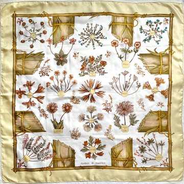 經典 HERMES Carre 90 黃色 Herbier de Gavarnie 蜜蜂緹花織紋絲綢方巾