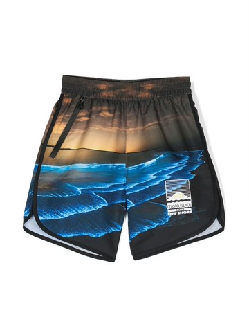 Molo - graphic-print swim shorts - kids - Nylon/Recycled Polyester/Elastane - 170-176 - Blue