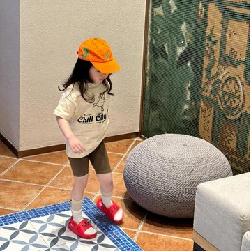 Healthy baby 女童休閒夏季套裝新款兒童休閒短袖T恤打底五分褲兩件套休閒套裝中體重夏季套裝女童套裝短袖套裝
