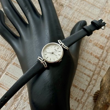 SEIKO 棉絮紋理白灰錶盤 銀色圓形 特製錶耳 古董錶 vintage