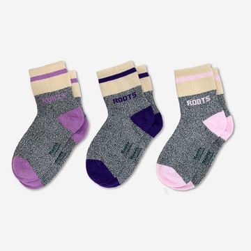 Roots 大童配件-KID CABIN ANKLE 襪子3入組 (羅蘭天空混色)