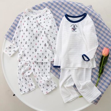 兒童睡衣夏季春秋薄款寶寶竹節棉內衣套裝男童長袖長褲男孩空調服
