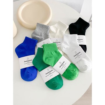 春季綠色短筒女襪襪子女低幫襪熒光亮眼棉襪船襪ins潮韓版隱形襪