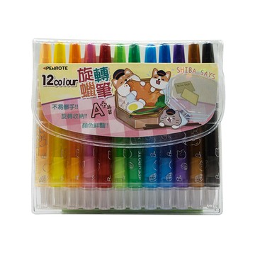 柴語錄12色短桿旋轉蠟筆-B款
