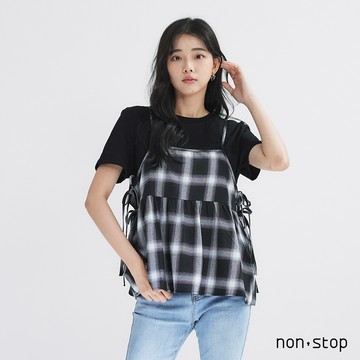 non-stop 兩件式格紋配色T恤-2色