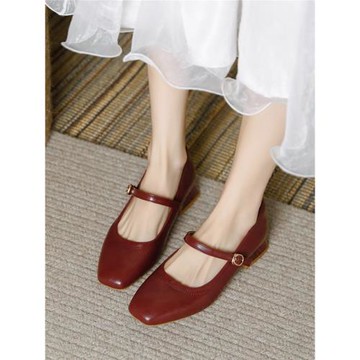 鞋子女秋冬紅色超軟小羊皮單鞋旗袍復古中式訂婚高跟鞋女婚鞋3CM