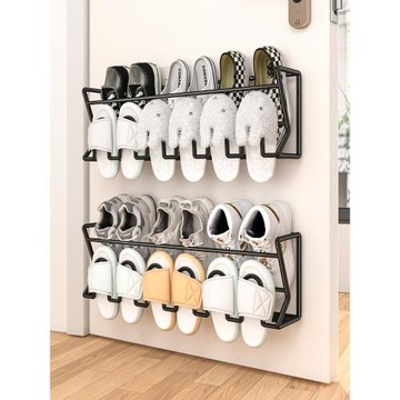 鞋架壁掛家用門口簡易收納神器衛生間浴室門后放拖鞋免打孔置物架