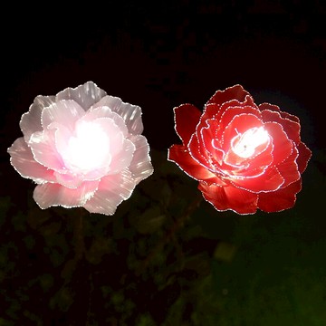 LED光纖玫瑰花燈美陳景觀花燈婚慶裝飾花燈商業美陳亮化景觀飾燈1入