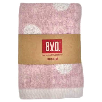 B.V.D. 圓點毛巾 100%棉 台灣製 74*33cm  灰粉  1組