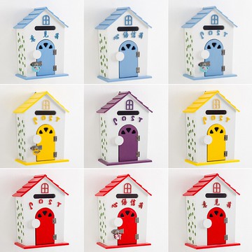 田園風格家居擺設幼兒園信箱攝影道具木制郵箱意見箱小木屋裝飾品