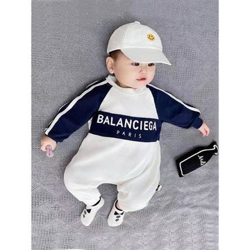 新生兒連體衣春秋季寶寶長袖運動風哈衣嬰兒棉爬服超帥外出衣服