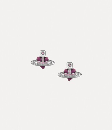 Vivienne Westwood New Diamante Heart Earrings Platinum-light-amethyst-white Platinum-light-amethyst-white Women