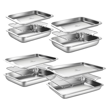 WAGENSTEIGER 不鏽鋼方形托盤套組 1號+2號+3號+4號 4件組  BOD + 架子 + 托盤  01號(270 x 200 x 50mm)  4組