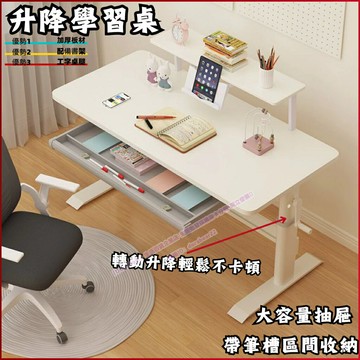 ⚡【可升降】⚡雙人升降兒童學習桌 臺式書桌 學生家用電腦桌 辦公桌 升降桌 電腦桌 升降書桌 手搖式升降 自由調節