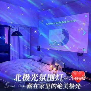 💥台灣出貨💥極光星空投影燈兒童房小夜燈家居裝飾牀頭投影神器浪漫臥室氛圍燈