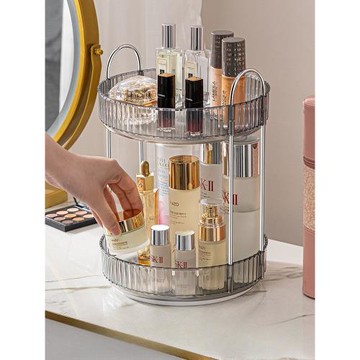 日本進口MUJIE輕奢化妝品收納盒桌面旋轉網紅梳妝臺口紅置物架大