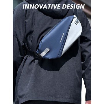 腰包男斜挎包機車潮牌休閑小包青少年學生磁吸扣胸包機能單肩背包