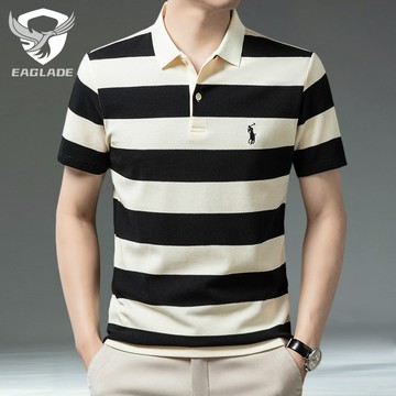 EAGLADE 有領男士 Polo T 恤男士透氣 Q201 黑色 K11