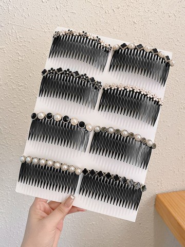 珍珠發梳插梳劉海梳碎發整理神器發夾后腦勺盤發女夾子壓發卡發飾