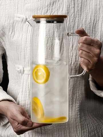冷水壺涼水壺家用玻璃水壺大容量耐熱高溫涼水杯果汁檸檬簡約水壺