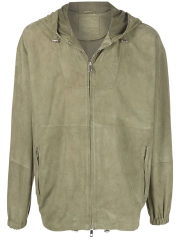 Desa Collection - hooded zip-up jacket - men - Suede - 44 - Green
