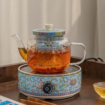 琨德琺瑯彩電陶爐煮茶器套裝家用耐熱玻璃燒水壺小型辦公室煮茶壺