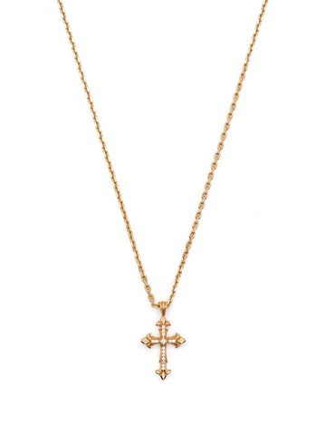 Emanuele Bicocchi - Fleury cross-pendant necklace - unisex - Gold Plated Sterling Silver/Diamond - One Size