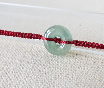 本命年【歲歲平安】冰種平安扣翡翠絲光編織手鍊*SW58*招財開運