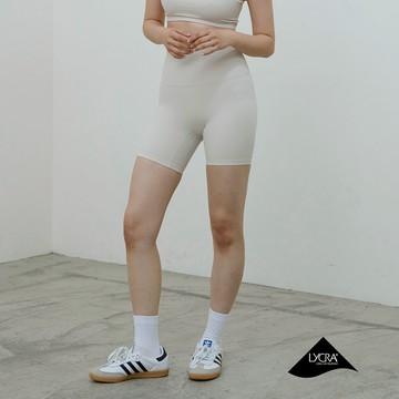 Lycra高彈力螺紋三分短褲-燕麥白