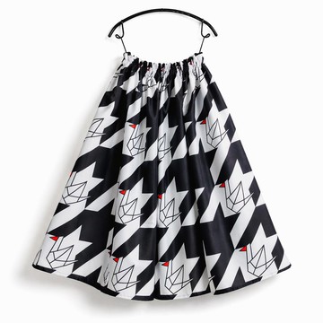 千鳥鶴印花裙/ Houndstooth & crane Print skirt