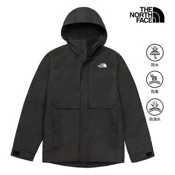The North Face北面男款黑色DRYVENT防水鋪棉內裡三合一外套｜8J85JK3