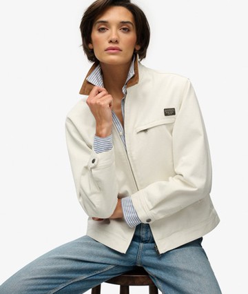 Superdry Women's Cord Collar Ranch Jacket White Size: 8